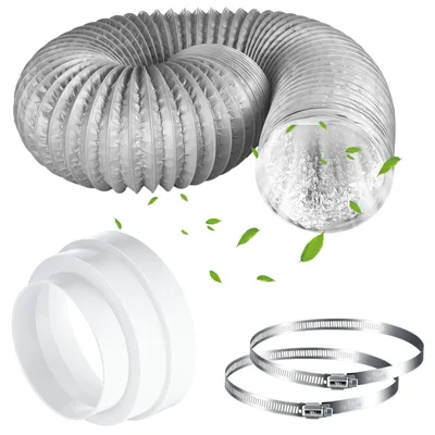Obrázek produktu pro Odvodní hadice 150 mm x 2 m, PVC hadice – flexibilní odvodní potrubí s hadicovými sponami