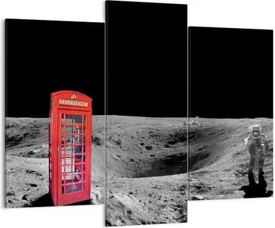 Produktbild von Bild auf Leinwand - Leinwandbild - Telefon london Mond Astronaut - 130x100cm - Wand Bild - Wanddeko - Leinwanddruck - Bilder - Kunstdruck - Leinwand bilder - Wandkunst - CB130x100-3181