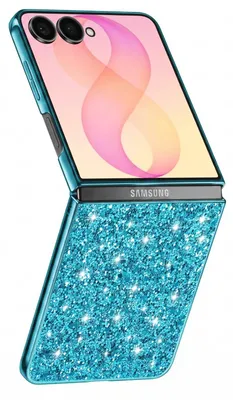 Produktbild von Avizar, Hülle für Samsung Galaxy Z Flip 8 Glitzer mit Chromrand, Türkis