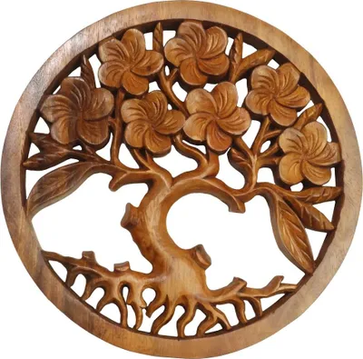 Produktbild von Lebensbaum Wandbild Wanddeko Mandala Zeichen Wandrelief Symbol Mythologie Deko Holz Braun 20 cm