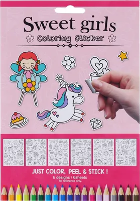 Image de Autocollants à colorier 6 feuilles - Pour les filles