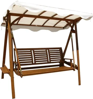 Immagine prodotto di Milani Home - dondolo da giardino, legno di acacia, con tettuccio, 3 posti
