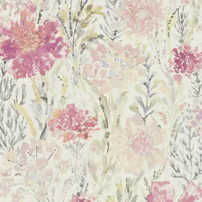 Produktbild von Florale Tapete Weiß Rosa Violett – Vliestapete mit Aquarell-Blumenmuster zart AS-Creation (KG-174501)