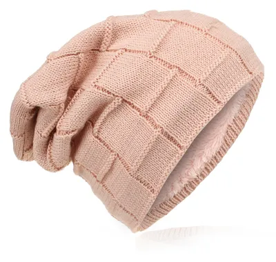Produktbild von Strick Beanie Gitter Muster Rosa L
