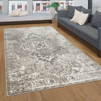 Image de Tapis de salon à poils courts avec motifs vintage, design oriental, différents styles, dimensions 60 x 100 cm