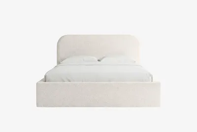 Produktbild von MNUUO Polsterbett HOREO mit Bettkasten Creme 200 x 200 cm Hebbarer Metall-Lattenrost