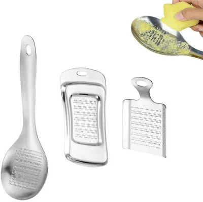 Produktbild von 3 Stück Reibe – Multifunktionsreibe – Handreibe – Zitronenreibe – Käse Reibe – Ingwerreibe – Küchenreibe – Knoblauchreibe – Küchenreibe – Feine Reibe – Zester – Zesteur – Edelstahl 304 – Zum feinen Reiben von Knoblauch, Ingwer und Schokolade