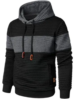 Productafbeelding van Herenhoodie met wafelstructuur, regular fit, sportief-casual, zwart, maat M