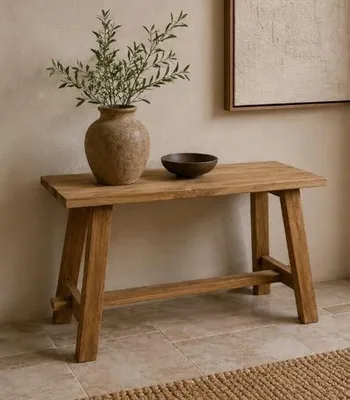 Productafbeelding van Houten Kruk van Gerecycled Teakhout - 70x30cm