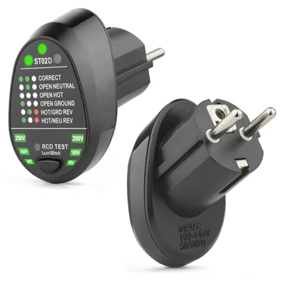 Productafbeelding van Stopcontacttester met RCD/GFCI-test, 6 soorten foutdiagnose, 90-250V