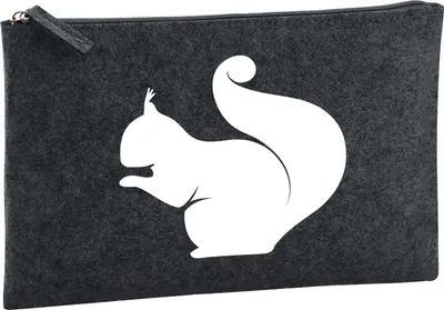 Produktbild von Huuraa Kulturbeutel Eichhörnchen Silhouette 1 Liter Charcoal Filz Kosmetiktasche Geschenkidee