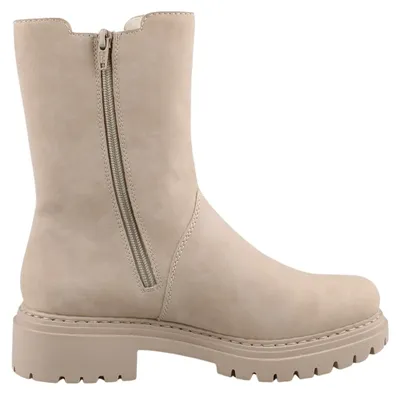Imagen del producto de Zapatos de mujer Rieker, tipo bota con cremallera, color beige, para uso casual