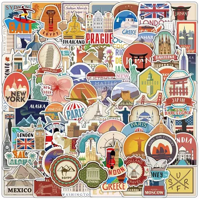 Weltreise-Sticker, 100 Stück, 4-8 cm, Vintage, wasserfest