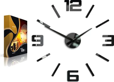 Produktbild von ModernClock, Wanduhr 60cm, Silver schwarz, wanduhr groß, Wohnwand, Wanduhr DIY,