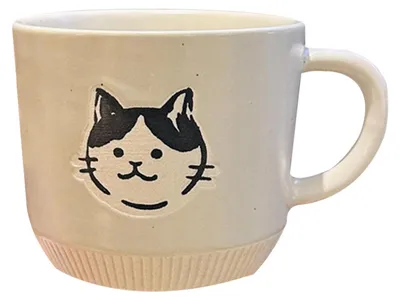 Keramik Kaffeetasse 200 ml mit Henkel, weiß-Katze