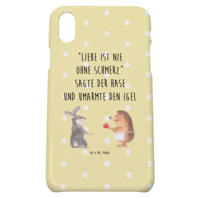 Produktbild von Mr. & Mrs. Panda Iphone 10 Handyhülle Hase Igel - Gelb Pastell - Geschenk, Liebe Spruch, Cover, Lustige Sprüche, Hülle, Handy, X, Trennungsschmerz, Herzschmerz, Trösten