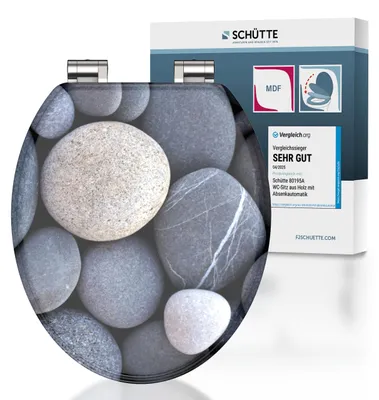 Produktbild von SCHÜTTE MDF WC Sitz GREY STONES, Toilettendeckel mit Absenkautomatik Motiv, Klobrille mit Holzkern, Toilettensitz, WC Deckel