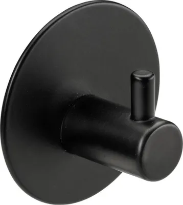 Produktbild von Hettich Garderobenhaken selbstklebend 1 Haken Stahl Ø 4,8 cm schwarz matt