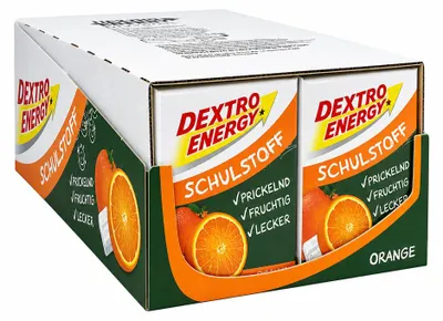 Produktbild von Dextro Energy Schulstoff Orange, Traubenzucker mit Orangengeschmack, 12x 50g