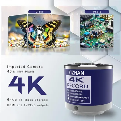 Obrázek produktu pro Digitální mikroskop s rozlišením 4K a 150x zvětšením – USB nabíjení, určený pro elektroniku