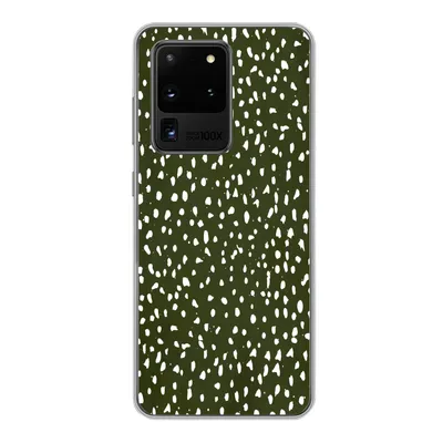 Produktbild von MuchoWow® Handyhülle Schutzhülle Hülle für Samsung Galaxy S20 Ultra Polka dots - Weiß - Schwarz Silikon Softcase Handy Hülle - Karteninhaber