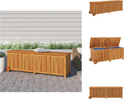 Obrázok produktu pre vidaXL Záhradná truhlica s kolieskami 150x50x58 cm z masívneho dreva akácie - Záhradné boxy
