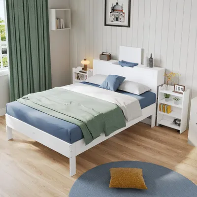 Immagine prodotto di Letto matrimoniale - Letto a due piazze - Divano letto - Letto per ragazzi - Letto con contenitore - 140x200 cm - Bianco