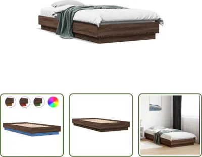 Produktbild von The Living Store Bettgestell mit LED Braun Eiche-Optik 100x200 cm