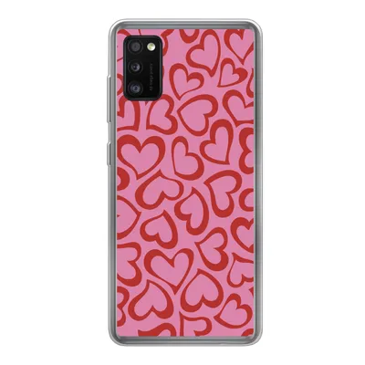 Produktbild von MuchoWow® Handyhülle Schutzhülle Hülle für Samsung Galaxy A41 Eine Illustration der Tapete mit roten Herzen Silikon Softcase Handy Hülle - Mobiltelefon