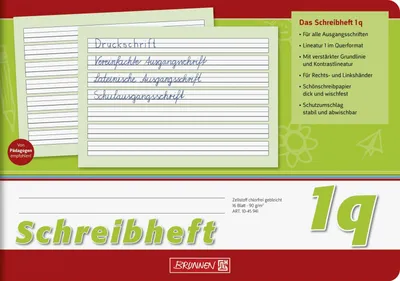 Produktbild von Schreibheft A5 quer Lineatur 1q 90 g/qm 16 Blatt Packung mit 10 Stück