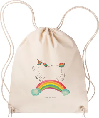 Produktbild von Mr. & Mrs. Panda Turnbeutel Einhorn Regenbogen - Transparent - Geschenk, Beutel, Gymbag, Erwachsenwerden, Kleiner Rucksack, Unicorn, wander, Glitzer, Jutebeutel