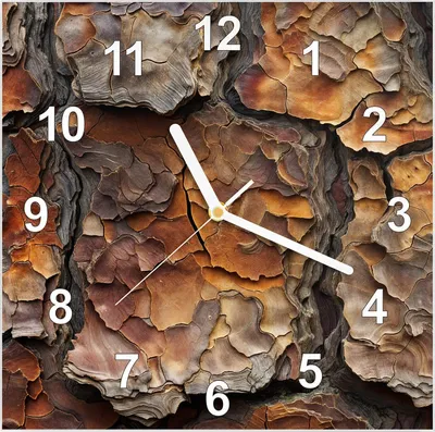 Produktbild von Wanduhr aus Glas mit Motiv Baumrindenstruktur- 30 x 30 cm - inkl. Aufhängesystem