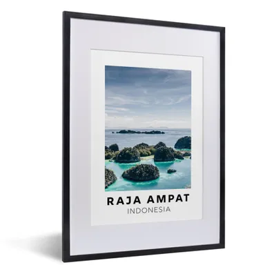 Produktbild von MuchoWow® Gerahmtes Poster Indonesien - Meer - Insel 30x40 cm - Poster mit Schwarzem Bilderrahmen Wandposter Rahmen Foto Bilder - Wandposter Schlafzimmer