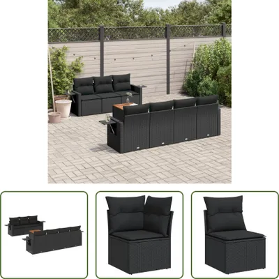Produktbild von The Living Store 8-tlg. Garten-Sofagarnitur mit Kissen Schwarz Poly Rattan