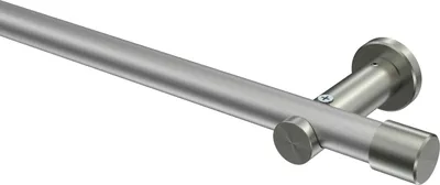 Produktbild von Interdeco Gardinenstange / Vorhangstange Silbergrau / Edelstahl-Optik, Typ Platon Santo (Kappe) ohne Ringe, 20 mm Ø 1-läufig, 400 cm