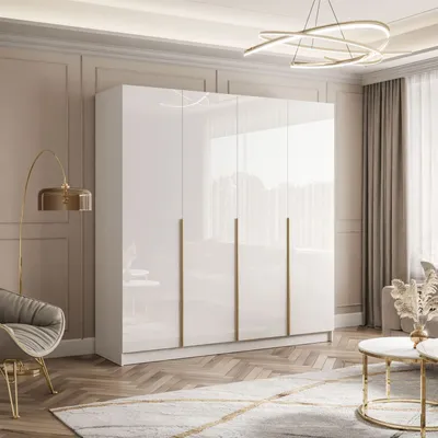 Produktbild von Kippbarer Kleiderschrank AUREL 4D mit Gold Chrom Griffe
