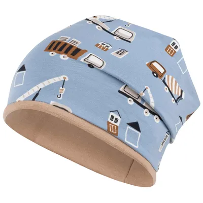 Produktbild von Mütze Junge Kindermütze Übergangsmütze Beanie Fahrzeuge, Gr. 54/56, Hellblau-Baustelle