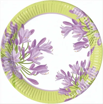 Produktbild von Purple Flowers Pappteller Groß 23cm