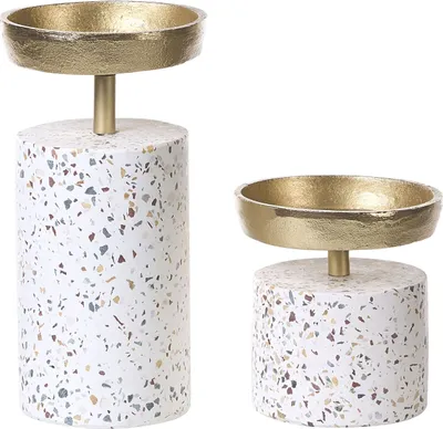 Zdjęcie produktu dla BELIANI Świecznik złoty lastryko aluminiowa podstawka nowoczesna dekoracja stołu komody ozdoba styl glamour
