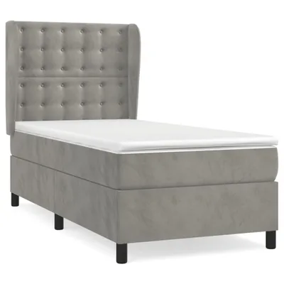 Produktbild von vidaXL Boxspringbett mit Matratze Hellgrau 80x200 cm Samt
