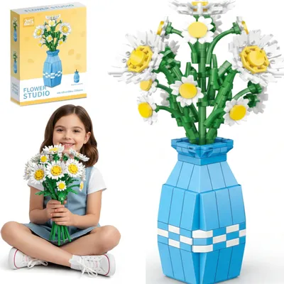Image de Lebula, ensemble de construction de 537 éléments, fleurs de marguerites dans un vase