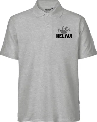 Produktbild von Huuraa Herren Polo Shirt Helau Narrenkappe M Sport Grey Bio Baumwolle Fairtrade Poloshirt Geschenkidee