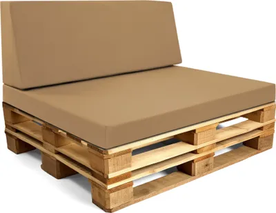 Obrázok produktu pre Vankúš z palety vonkajšia sada Euro paleta: sedací vankúš 80x120 cm a zadný vankúš 40x120 cm s poťahom - penový sedací vankúš pre palety a pohovku z palety Béžová