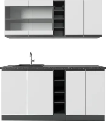 Immagine prodotto di Cucina completa Vicco R-Line Bianco/antracite 160 cm Forma a J, Model 39843