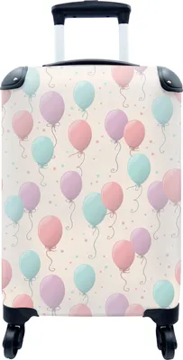 Produktbild von MuchoWow® MuchoWow® Koffer Handgepäck Trolley Rollkoffer Kleine Reisekoffer mit 4 Rollen - Schnittmuster - Geburtstag - Luftballons - Cabin Size < 55x40x23 cm & 55x40x20 cm - Fotokoffer - Kabinenkoffe