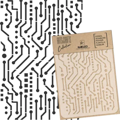 Produktbild von Malschablone für Handwerk A4 21x30cm, Integrierter Schaltung Chip Muster, Wiederverwendbare Kunststoff DIY & Scrapbooking Zeichenschablone
