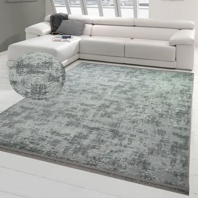 Produktbild von Teppich Paisley Muster - waschbar in Anthrazit Grau Größe - 80 x 150 cm