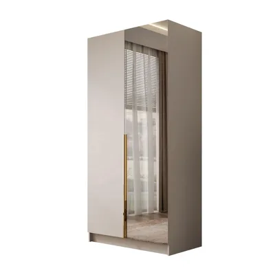Produktbild von Kippschrank AUREL KASCHMIR 2D, Gold Chrom Griffe, Spiegel an einer Front