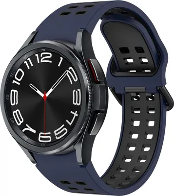 Produktbild von Silikon Armband 20mm Uhrenarmband, Farbe:Mitternachtsblau Schwarz