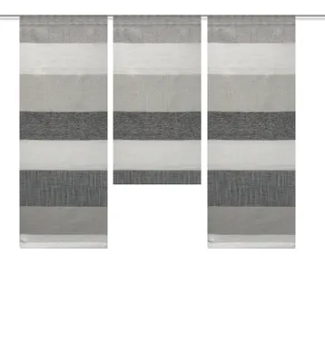 Produktbild von Mini Flächenvorhang Set grau Querstreifen Schiebevorhang Schiebegardine 055993-0301